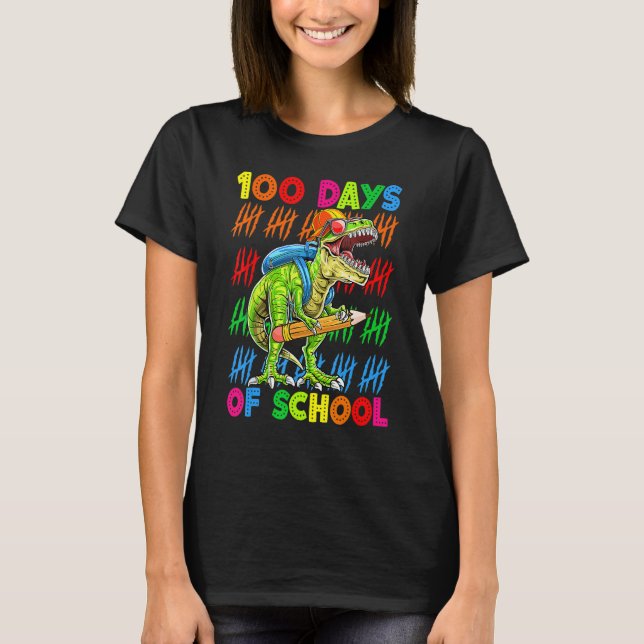 100 Days Of School 100th Day Dinosaur Trex Pencil T-Shirt (Vorderseite)