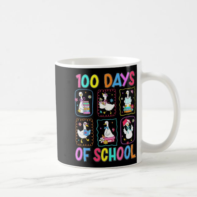 100 Days Of School 100th Day Funny Goose Boys Girl Kaffeetasse (Rechts)