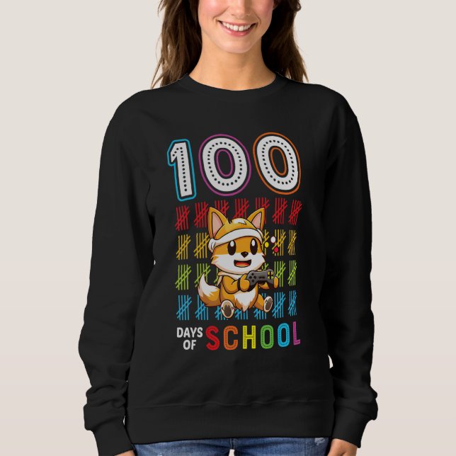 100 Days of School 100th Day of School Fox Sweatshirt (Vorderseite)