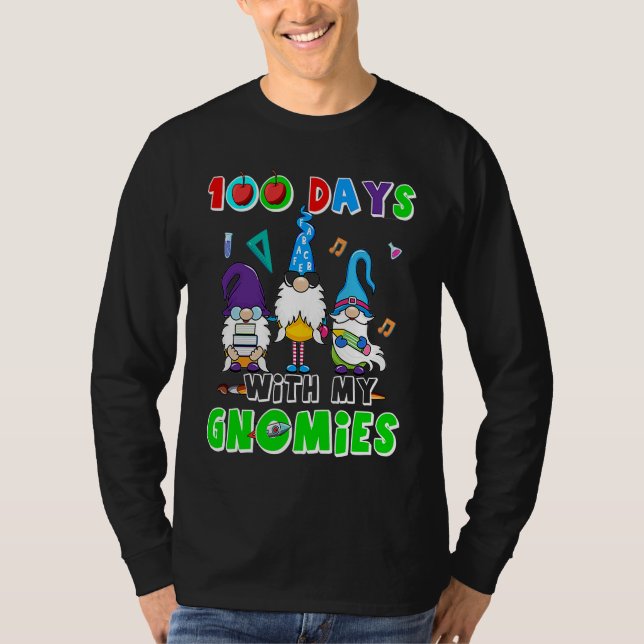 100 Days Of School 100th Day With My Gnomies T-Shirt (Vorderseite)