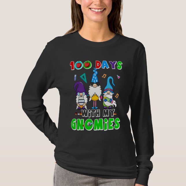 100 Days Of School 100th Day With My Gnomies T-Shirt (Vorderseite)