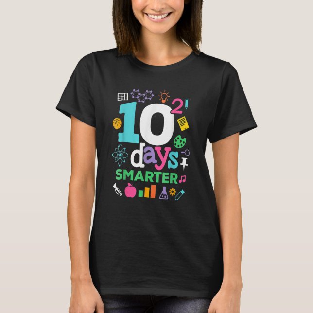 100 Days Of School  10 Squared Days For Math Teach T-Shirt (Vorderseite)