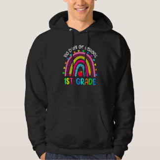 100 Days Of School 1st Grade Cute Rainbow 100th Da Hoodie