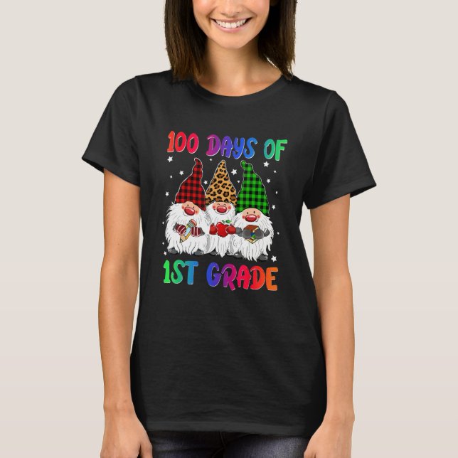 100 Days Of School 1st Grade Gnome Costume Women M T-Shirt (Vorderseite)