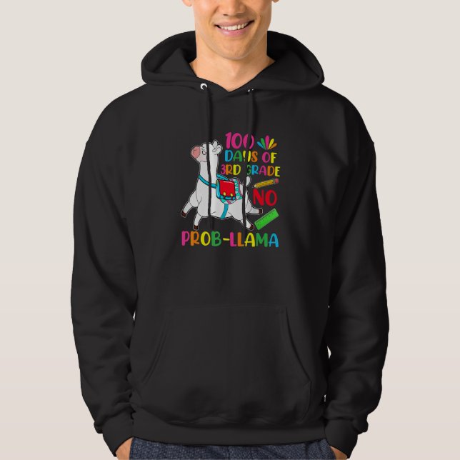 100 Days Of School 3rd Grade No Prob Llama Teacher Hoodie (Vorderseite)
