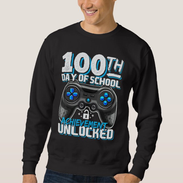 100 Days of School Achievement Unlocked Video Game Sweatshirt (Vorderseite)