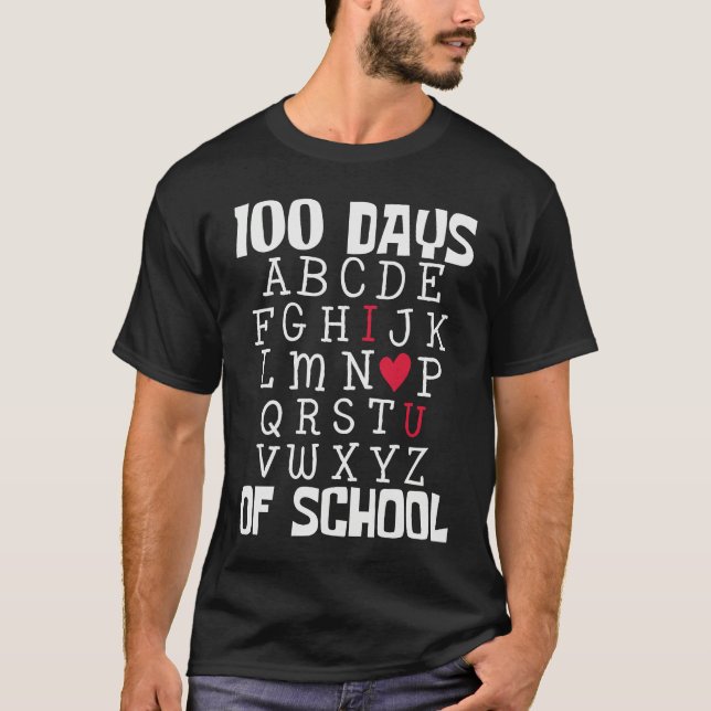 100 DAYS OF SCHOOL Alphabet 100th Day Teacher Stud T-Shirt (Vorderseite)