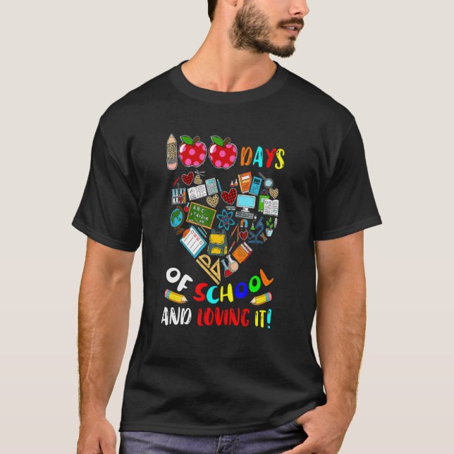 100 Days Of School And Loving It Cute Heart Shape  T-Shirt (Vorderseite)