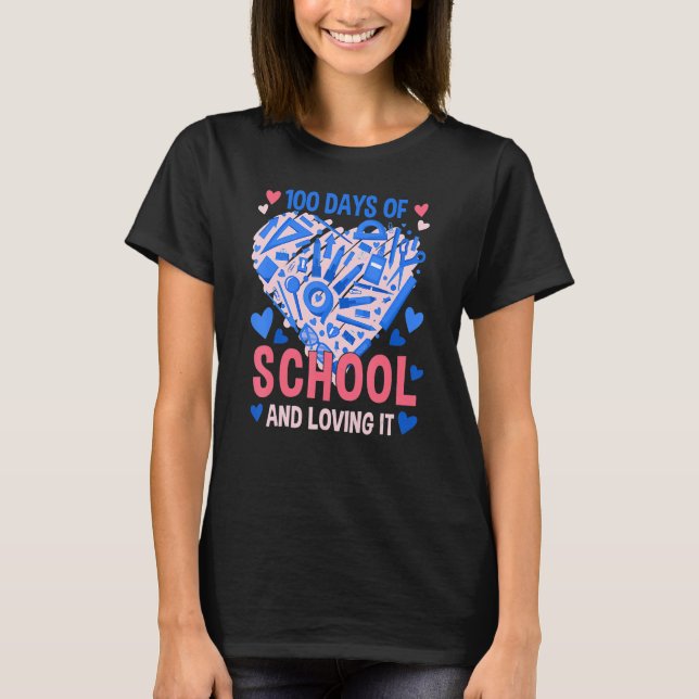 100 Days Of School And Still Loving It Hearts 100t T-Shirt (Vorderseite)