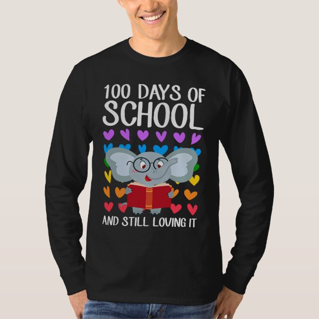 100 Days Of School And Still Loving It Reading Ele T-Shirt (Vorderseite)