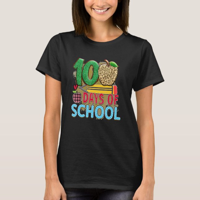100 Days Of School Apple Pencil  Student Teacher T-Shirt (Vorderseite)