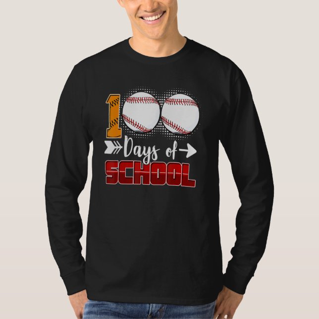 100 Days Of School  Baseball 100 Days Smarter 100t T-Shirt (Vorderseite)