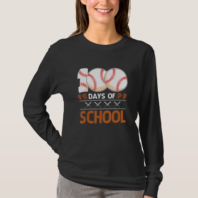100 Days Of School  Baseball 100 Days Smarter 100t T-Shirt (Vorderseite)