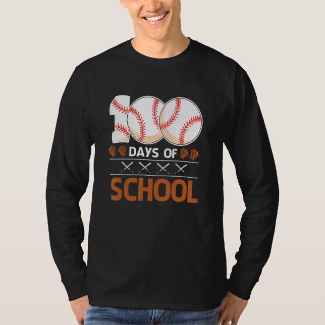 100 Days Of School  Baseball 100 Days Smarter 100t T-Shirt (Vorderseite)