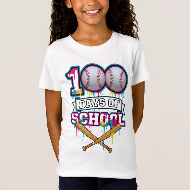100 Days of School Baseball Shirt PNG (Vorderseite)