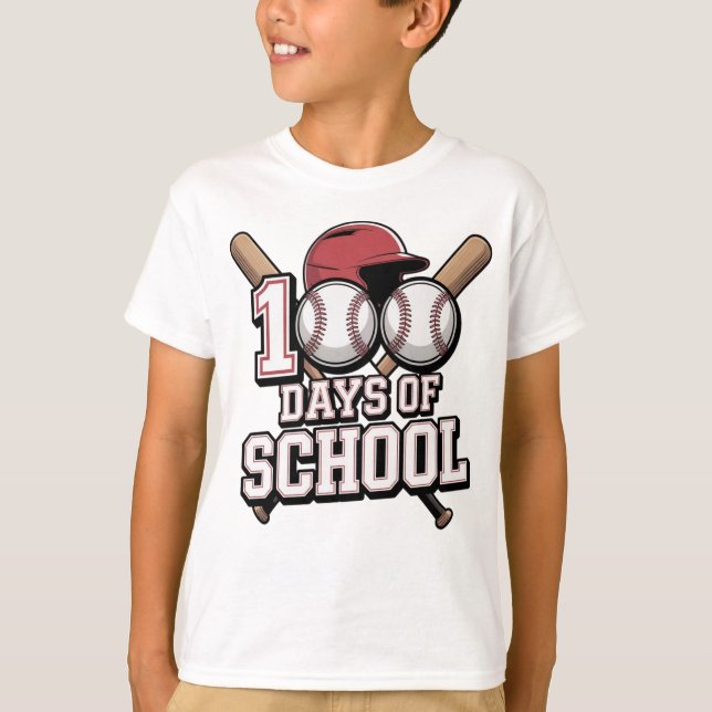 100 Days of School Baseball Sports Theme T-Shirt (Vorderseite)