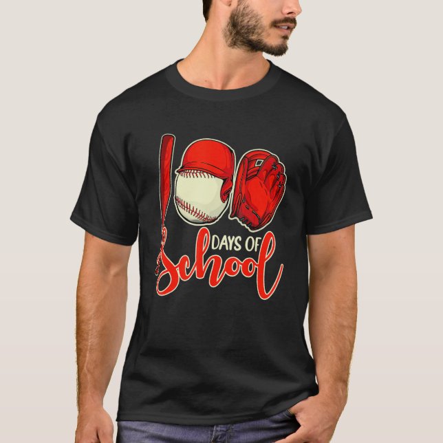 100 Days of School Baseball Teacher 100th Day Of S T-Shirt (Vorderseite)