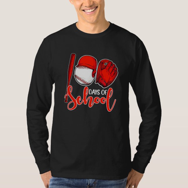 100 Days of School Baseball Teacher 100th Day Of S T-Shirt (Vorderseite)