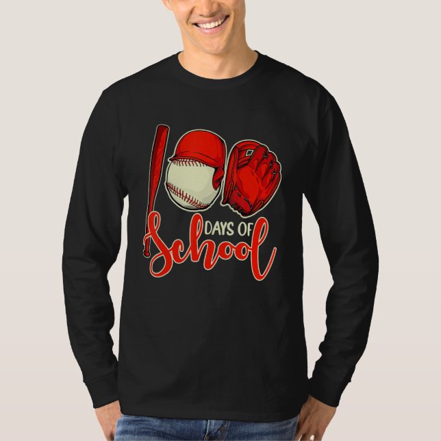 100 Days of School Baseball Teacher 100th Day Of S T-Shirt (Vorderseite)