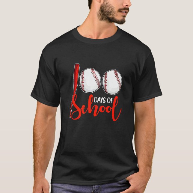 100 Days of School Baseball Teacher Boys 100th Day T-Shirt (Vorderseite)