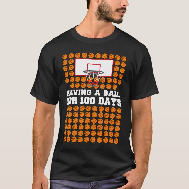 100 Days Of School Basketball 100th Day Balls  For T-Shirt (Vorderseite)