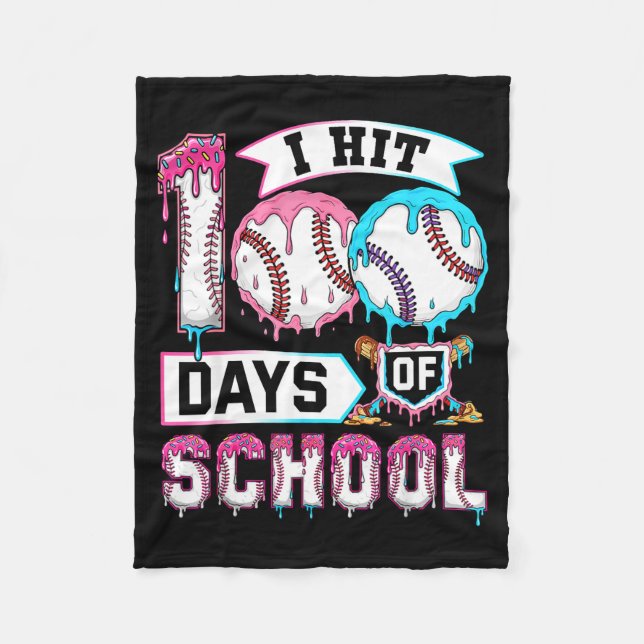100 Days Of School Boys Baseball Drip 100th Day Ki Fleecedecke (Vorderseite)