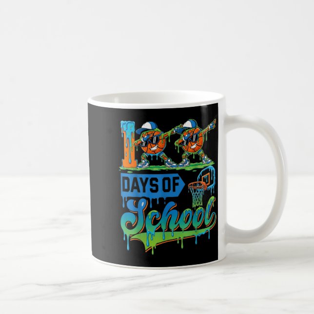 100 Days Of School Boys Basketball Drip 100th Day  Kaffeetasse (Rechts)
