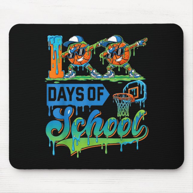 100 Days Of School Boys Basketball Drip 100th Day  Mousepad (Vorne)