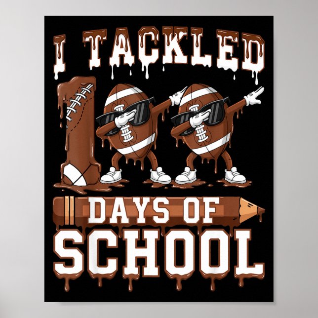 100 Days Of School Boys Kids 100th Day Of School F Poster (Vorne)