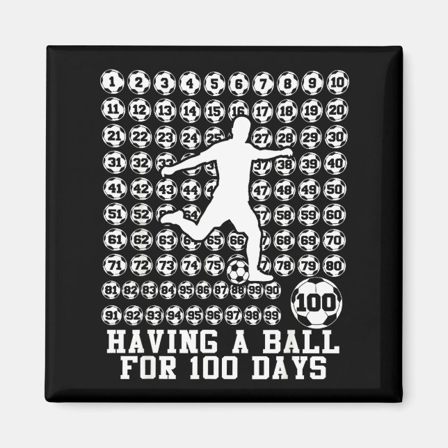 100 Days Of School Boys Soccer 100th Day Of School Magnet (Vorne)