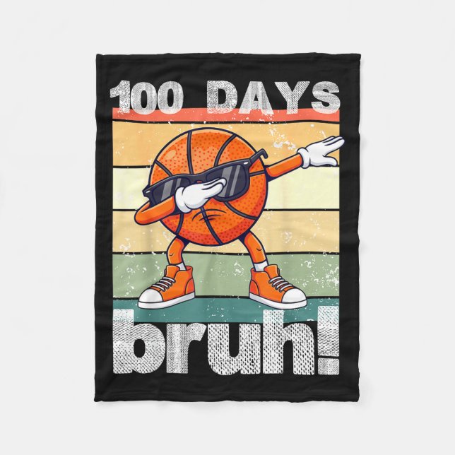 100 Days Of School Bruh Funny Kids Boys Dabbing Ba Fleecedecke (Vorderseite)