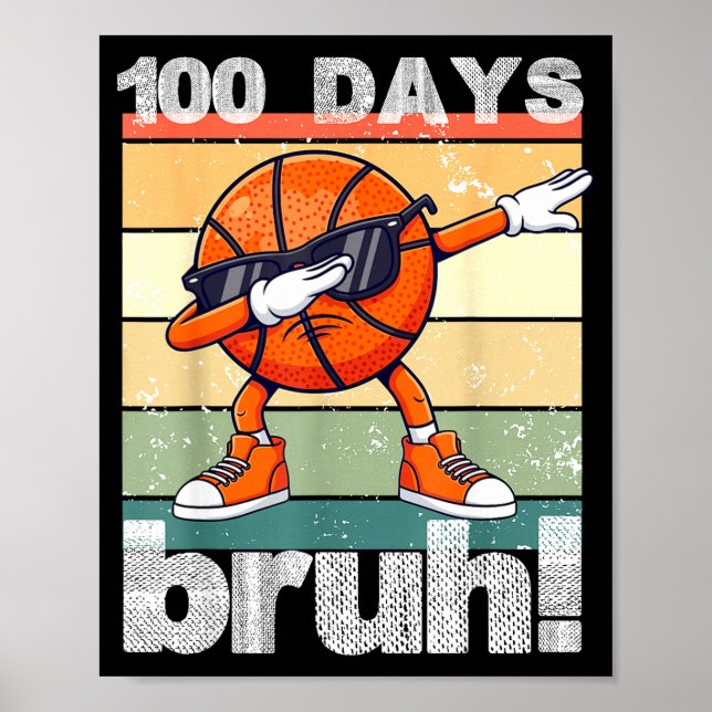 100 Days Of School Bruh Funny Kids Boys Dabbing Ba Poster (Vorne)