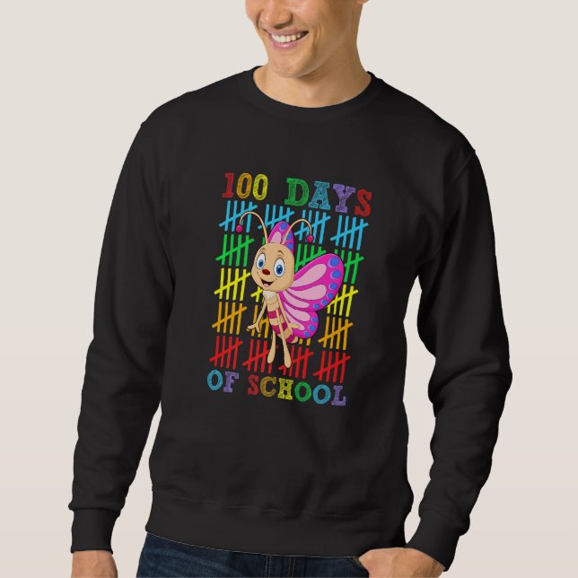 100 Days of School Butterfly Girl Boy 100th Day Sc Sweatshirt (Vorderseite)
