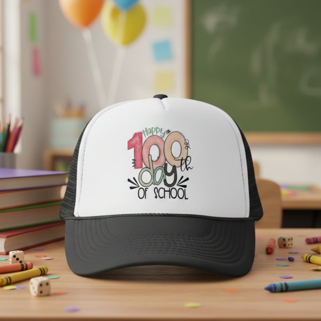 100 days of school celebration gift hat truckerkappe (Von Creator hochgeladen)