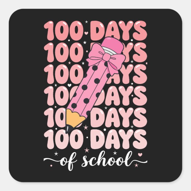 100 days of school celebration quadratischer aufkleber (Vorderseite)