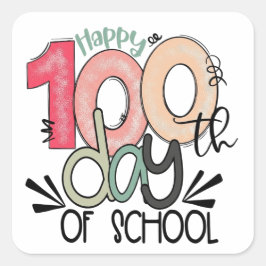 100 days of school celebration quadratischer aufkleber