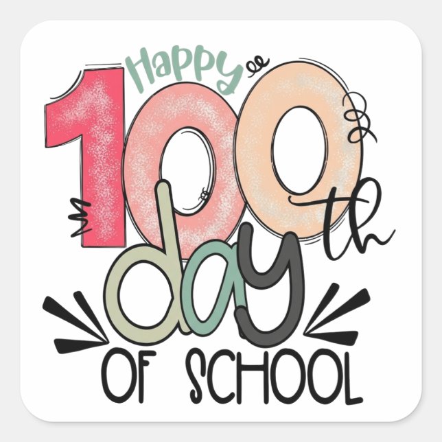 100 days of school celebration  quadratischer aufkleber (Vorderseite)