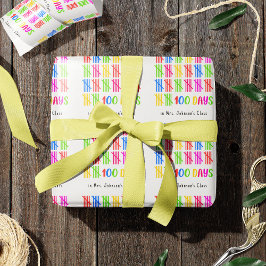 100 Days of School Colorful Tally Mark Geschenkpapier