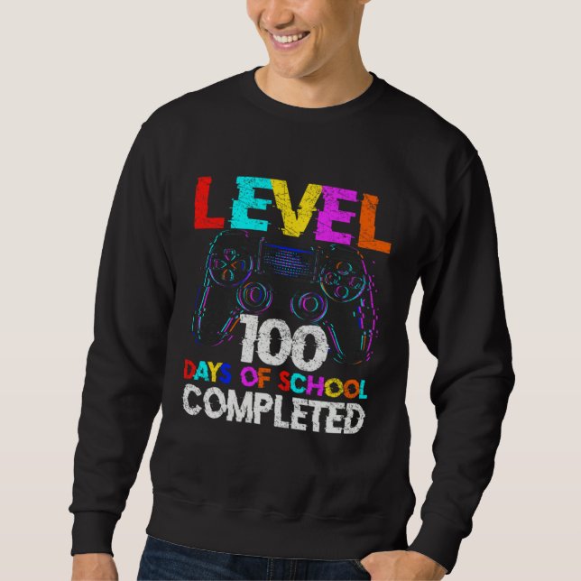 100 Days of School Completed Gamer Boy Level 100 C Sweatshirt (Vorderseite)