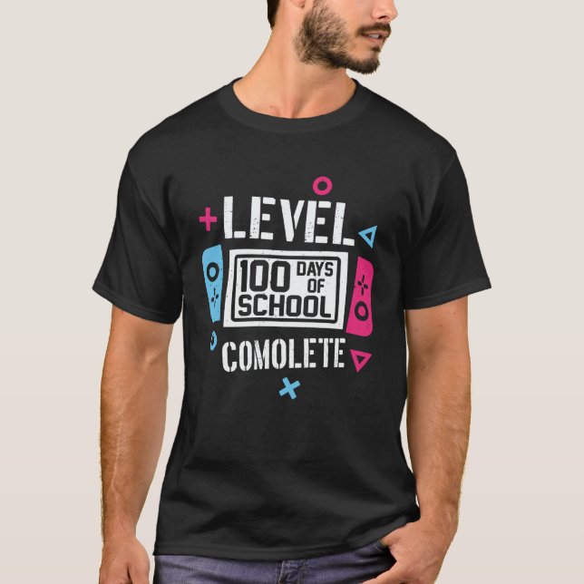 100 Days Of School Completed Gamer Boys 100th Day  T-Shirt (Vorderseite)