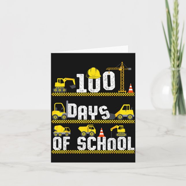 100 Days Of School Construction Truck 100th Day Bo Karte (Vorderseite)