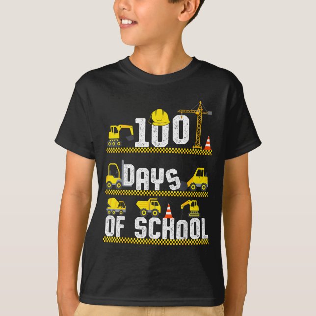 100 Days Of School Construction Truck 100th Day Bo T-Shirt (Vorderseite)