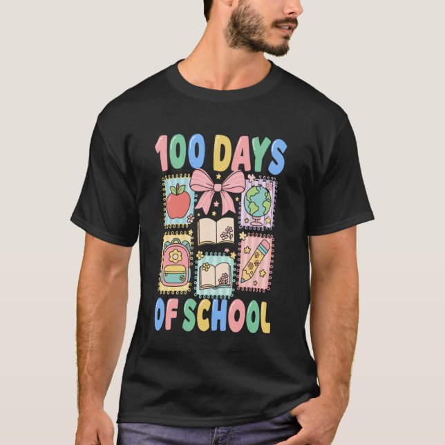 100 Days of School Coquette 100 Days Smarter 100th T-Shirt (Vorderseite)
