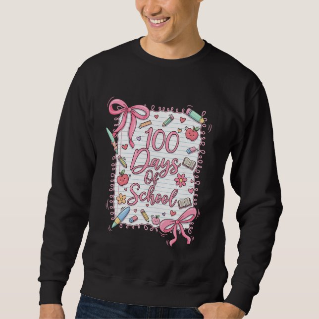 100 Days of School Coquette Bow for Girls 100th Da Sweatshirt (Vorderseite)