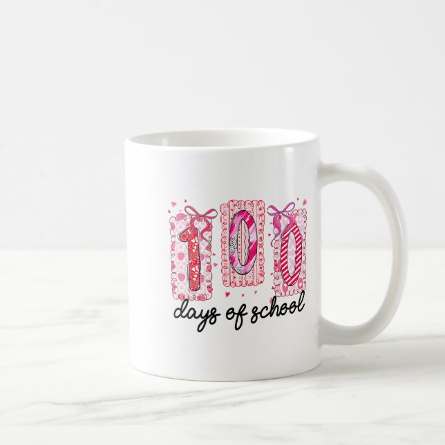 100 Days Of School Coquette Valentine Girls Teache Kaffeetasse (Rechts)