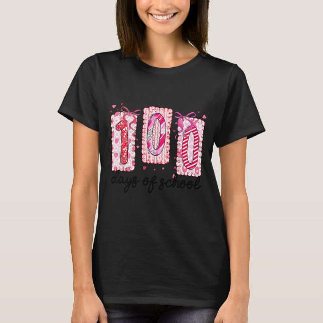 100 Days Of School Coquette Valentine Girls Teache T-Shirt (Vorderseite)