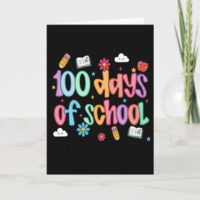 100 Days of School Cute Colorful Classroom Karte (Vorderseite)