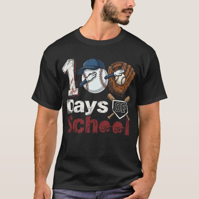 100 Days of School Dabbing Baseball T-Shirt (Vorderseite)