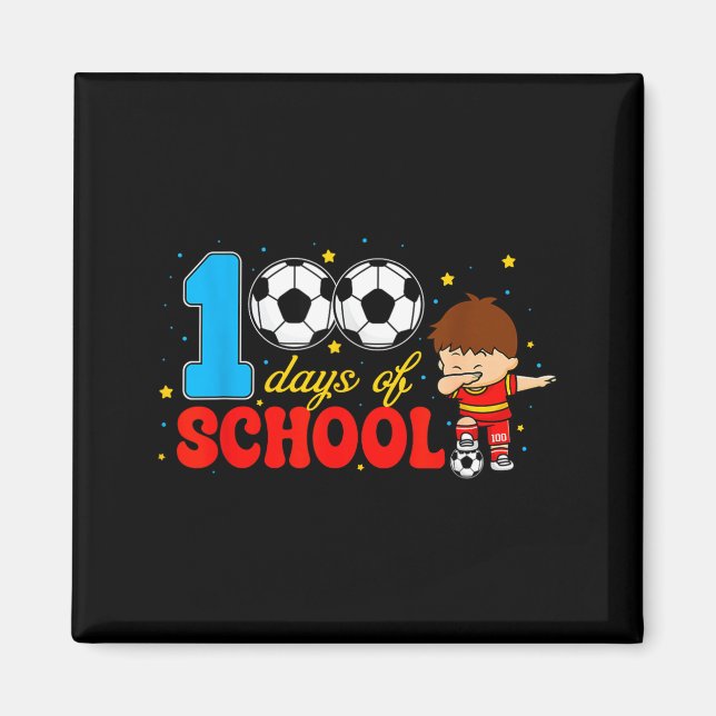 100 Days Of School Dabbing Boy Soccer 100 Days Sma Magnet (Vorne)