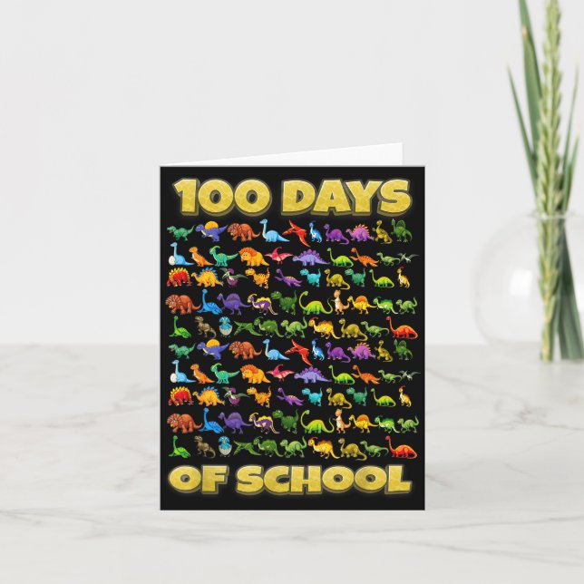 100 Days Of School Dinosaur 100 Days Smarter  Karte (Vorderseite)